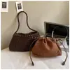 Otoño e Invierno Coreano Nicho Versátil Ropa de Trabajo Bolso Tejido de PU Hecho a Mano Estilo Vacaciones Francesas Cesta de Verduras Bolso de Hombro Único