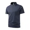 98936 Camisa Polo Verano Talla Grande Camiseta de Seda Helada Manga Corta Elástica Resistente a las Arrugas Talla Extra Casual Cuello Alto Sin Costuras Media
