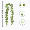 Atacado do Fabricante Folhas de Eucalipto e Cipós de Gipsofila, Cipós Pendurados na Parede para Decoração de Casamento, Folhas Impressas de Seda Artificial, Cipós de Flores Artificiais