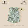 Conjunto para Meninas 2026 Verão Novo Estilo Roupa sem Mangas Estilo Boneca e Shorts Florais com Estampa Completa Conjunto de Duas Peças para Bebês Meninas