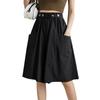 Pantalones de verano para mujer, de cintura alta, anchos y con bolsillos grandes, elásticos, de color liso, holgados y ajustados, informales.