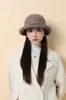 Nuevo Estilo Otoño e Invierno Sombrero de Pescador con Lazo para Mujer, Sombrero de Cubeta Elegante Versátil de Lana, Sombrero Cálido de Exterior para Madre
