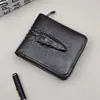 Carteira Nova Masculina Explosiva Transfronteiriça Curta com Zíper Couro PU Crocodilo Multi-cartões Grande Capacidade Bolsa para Troco