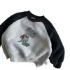 Moletom infantil para meninos, forrado com fleece, estilo inverno, blusa quente para bebês, camiseta base estilosa de dinossauro para crianças