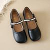 Zapatos individuales de tacón bajo hermosos estilo francés para mujer, Nuevo Verano 2025, Combinados con faldas, Zapatos de noche Mary Jane suaves