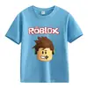 Roupa Infantil Transfronteiriça ROBLOX Camiseta para Meninos e Meninas Verão Europeu e Americano Camiseta de Algodão de Manga Curta Jaqueta de Manga Curta para Homens e Mulheres de Comércio Exterior
