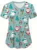 Playera de manga corta con cuello en V para mujer, para uso diario, que combina con todo, Ropa de lactancia, Serie navideña, Impresión 3D de Papá Noel y alce