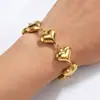 Pulsera de Acero Inoxidable Corazón Hueco para Mujer, Venta Caliente Transfronteriza Moda Forma de Corazón Oro de 18K No se Desvanece Acero de Titanio Joyería al por Mayor