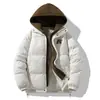 Jaqueta de Algodão Masculina com Capuz, Cor Contrastante, Veludo Grosso, Acesso Controlado, Falsa Peça Dupla, Corduroy de Inverno, Roupa de Algodão Casual
