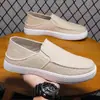 Sapatos de lona masculinos, sapatos de linho, sapatos de lona estilo Pequim, sapatos sem cadarço, tênis casuais masculinos, sapatos slip-on da moda, sapatos casuais de linho para o verão