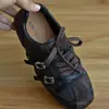 Sapatos de Treino Alemães Femininos Retro Francês Bico Redondo Baixos com Cadarço Outono 2026 Novos Sapatos Esportivos com Tira de Fivela Cruzada Sapatos Casuais