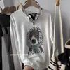 Lenço Divertido Retrô Americano Estampa de Cachorro Ombro Caído Floco de Neve Algodão Solto Visual Emagrecedor Versátil Camiseta de Manga Longa Top Feminino