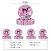 Decoración de Fiesta de Cumpleaños para Niños con Temática de Kuromi Sanrio Bandera Mantel Plato de Papel Set de Vajilla Desechable