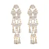 Brincos de Corrente com Franjas e Garras Longas Estilo Luxo Leve Moda Europeia e Americana Brincos de Corrente com Garras de Cristal Super Brilhantes Acessórios de Festa para Mulheres