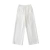 Calça Casual de Linho Tencel Branco de Alta Qualidade para Mulheres Verão 2025 Novo Algodão e Linho Finos Calça Reta de Perna Larga