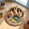 Alfombra Redonda de Conejo de Pascua 3D Transfronteriza Decoración de Sala de Estar Manta para Sofá Felpudo de Piso de Dormitorio Fácil Cuidado Felpudo para Pies Dropshipping