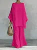 Conjunto Feminino 2026 Estilo Novo Cruzado Europeu e Americano Camisa Simples Solta Estilo Old Money Mistura de Linho e Calça de Pernas Largas