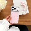 Capa de Celular Rosa Estilo Coreano com Laço Maçã 17Promax Adequada para 16Promax Cola Gotejada Galvanizada 15Pro14P