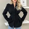 Diseño de Chaqueta de Traje Negra de Cintura Entallada de Alta Gama para Otoño e Invierno 2025, Elegante y de Moda para Viajes Transfronterizos