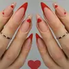 Adesivos de unha vestíveis para o Dia dos Namorados Unha amêndoa francesa Peça de beleza para unhas de comércio exterior europeu e americano unha de garota popular