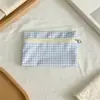 Bolsa de lona simple y minimalista con estampado de cuadros, de gran capacidad, perfecta para guardar monedas, audífonos y otros artículos pequeños - una bolsa de almacenamiento versátil y portátil