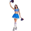 Disfraz de Cheerleader Azul para Mujer, Atuendo de Halloween para Adulto, Traje de Carreras de Chica de Fútbol, Atuendo de Escenario para Actuación