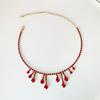Collar transfronterizo nuevo de circón rojo con forma de gota de agua para mujer, gargantilla, correa para el cuello, accesorios de novia, cadena para la clavícula de lujo ligero de alta calidad