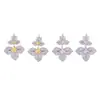 Pendientes de Flor Desmontables de Lujo Ligero, Pendientes de Zirconia con Diamantes Completos de Doble Uso, Pendientes de Gama Alta Estilo Elegante para Viajes al Trabajo al por Mayor