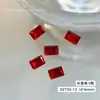 Rinestones Súper Brillantes Rojos para Uñas, Cubo de Azúcar, Corazón Inclinado, Cristales Cuadrados Gruesos con Base Cónica, Rinestones Rojos Chinos Versátiles de Lujo Ligero para Uñas