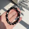 Pulsera de Cuentas de Obsidiana Plateada Natural Estilo Antiguo Círculo Único Ojo de Gato Obsidiana Ojo Plateado Pulsera para Pareja de Hombres y Mujeres Cristal
