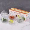 Juego de cuencos redondos de vidrio al por mayor, juego de seis cuencos de diamante para el hogar, regalo para ceremonia de inauguración, juego de cuencos de arroz, vajilla
