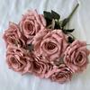 7 Wen Juan Pantalla de Seda Recubierta Diamante Rosa Flores de Simulación Boda Decoración de Sala de Estar Camino Guía Ramo de Rosas Flores Falsas