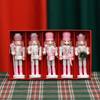 Conjunto de Marionetes Soldado Quebra-Nozes 13cm Cinco Guirlandas Rosa Branco Decoração de Natal Fofa Pingente de Presente de Feriado