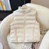 Chaleco de algodón con cuello alto y cremallera de otoño e invierno en stock para mujer, estilo corto con dobladillo de cordón, chaleco casual sin mangas para capas