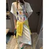 Vestido Camiseta Suelto de Manga Corta con Cuello Redondo Estampado de Letras de Soda Estilo Coreano Vibe de Blogger Mochie Mq1464