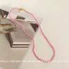 Collar de Cuentas de Arroz Rosa Estilo Coreano Ins Cadena Delicada Superpuesta para Clavícula Mujeres Brillante Firma Fresco Dulce Collar