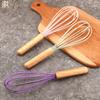 Batidor de Huevos de Silicona con Mango de Madera de 10 pulgadas Mezclador Manual Herramienta de Cocina para Hornear para Batir Crema Manivela