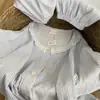 Pijama Rayado Azul Estilo Chanel para Mujer, Verano Manga Corta con Shorts y Ribete de Encaje, Conjunto de Dos Piezas Casual Holgado para Mujer