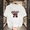 Venta al por mayor del fabricante top de verano moderno con estampado de dibujos animados y letras en inglés, manga tres cuartos, holgado, cuello redondo, camiseta versátil
