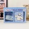 Set de Regalo Caja de Dibujos Animados Sanrio Lindo Cuaderno de PU Pulsera de Perlas Combinación de Accesorios Caja de Regalo para Niñas y Estudiantes