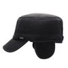 Chapéu masculino de meia-idade com forro de fleece quente, chapéu plano de moda outono e inverno, chapéu grosso para viagens ao ar livre e lazer no frio