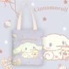 Bolsa de Lona Anime Cinnamoroll para Mulheres, Bolsa de Ombro Simples para Estudantes, Bolsa Tote Feminina com Zíper Estilo Ins