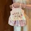 Conjunto de Camisetas sin Mangas para Niñas Verano Lindo Nuevo Estilo 2026 para Niños Pequeños Bebé Pantalones Cortos Elegantes Conjunto de Dos Piezas Ropa para Bebés