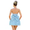 Verano Transfronterizo Nuevo Moda Europea y Americana Temperamento Sexy Color Sólido Jacquard Sin Tirantes Lazo Vestido Venta al por Mayor