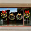 Decoraciones de Navidad 2027 Pegatinas Estáticas de Vinilo Corona de Navidad Escaparate Puerta de Cristal Pegatinas Diseño de Escena Transfronterizo