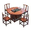 Nueva Mesa de Té Redonda de Madera Maciza Tallada Estilo Chino, Mesa de Té y Sillas de Madera Maciza de Doble Propósito Dos en Uno, Mesa de Té de Doble Uso Todo en Uno