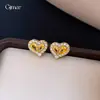 Pendientes de Corazón de Circonita Estilo Aguja de Plata Europeos y Americanos Transfronterizos, Pendientes Versátiles de Moda de Nicho para el Trabajo, Pendientes de Estilo Palacio Retro para Mujer
