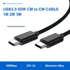Cable de Carga Rápida USB 2.0 Tipo C a C PD 60W 480Mbps 6A