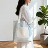 Bolsa Tote de Lona Listrada Estilo Coreano Personalizada, Bolsa Tote de Nicho de Grande Capacidade, Bolsa de Ombro Versátil, Bolsa Simples para o Dia a Dia