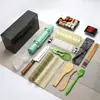 Herramientas para Hacer Sushi, Cuchillo para Sushi, Esterilla de Bambú para Enrollar, Plato de Cerámica, Cuchara Japonesa para Arroz, Juego de Moldes para Bolas de Arroz y Sushi